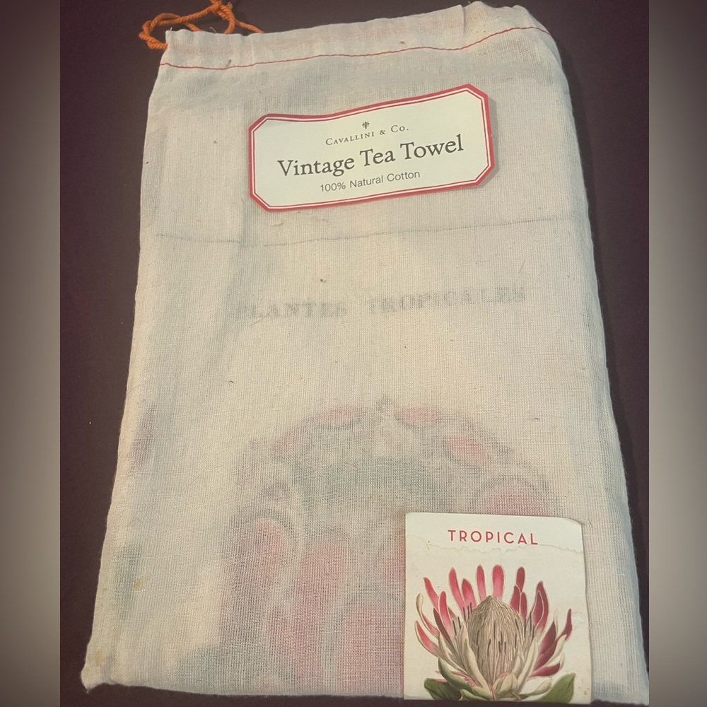 Cavallini & Co. Vintage Tea Towel - Tropical Plants Pattern BRAND NEW NWT - Picture 6 of 11